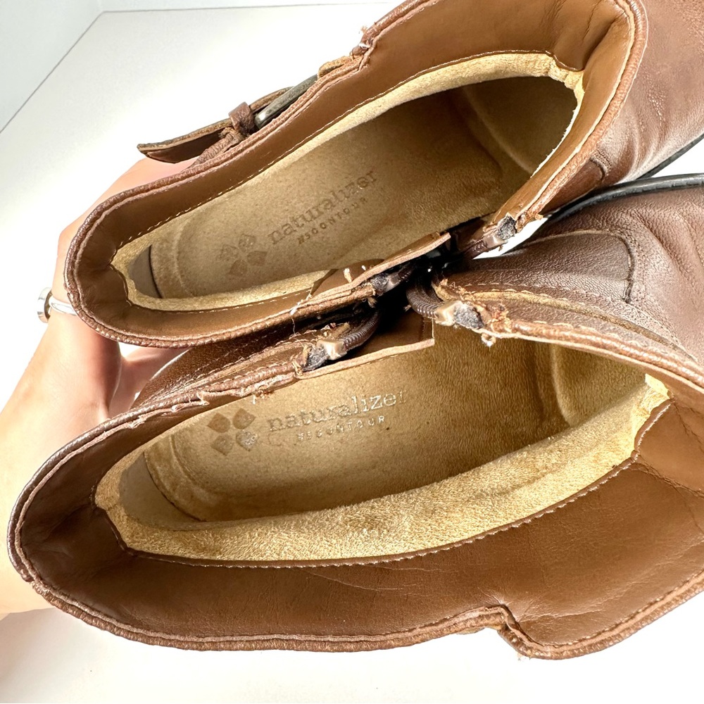 Naturalizer Zakira Leather Ankle Bootie Brown Size 7.5M - Picture 9 of 13